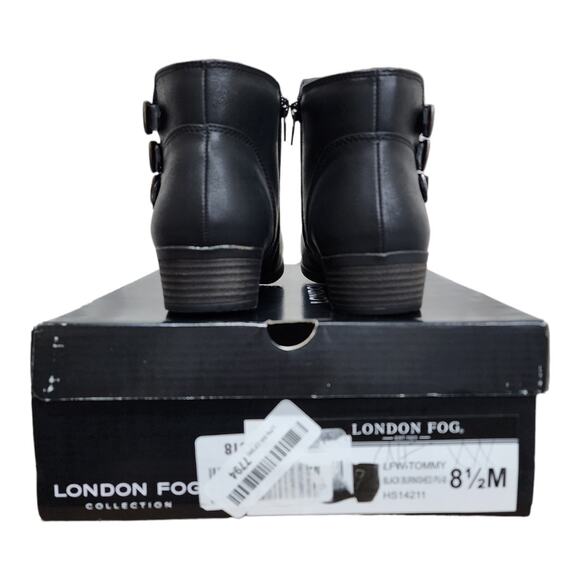 London Fog Black Faux Leather Buckle Ankle Booties Women’s Size 8.5M - Picture 7 of 9